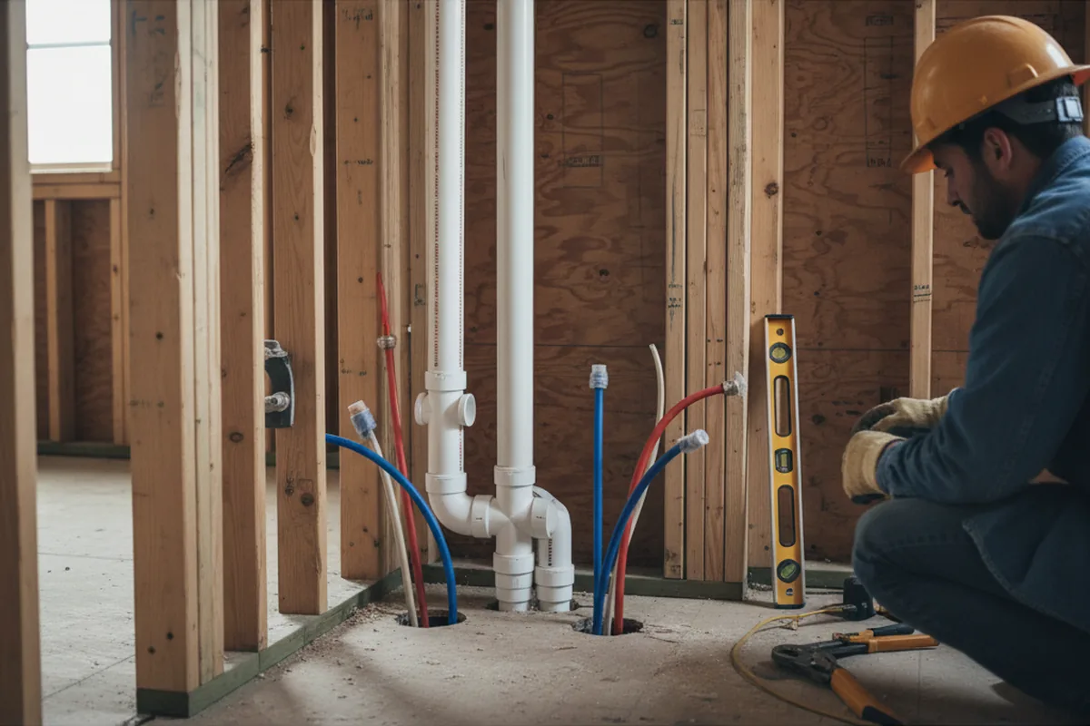 Drain and supply rough-in during Drain Cleaning in Denair