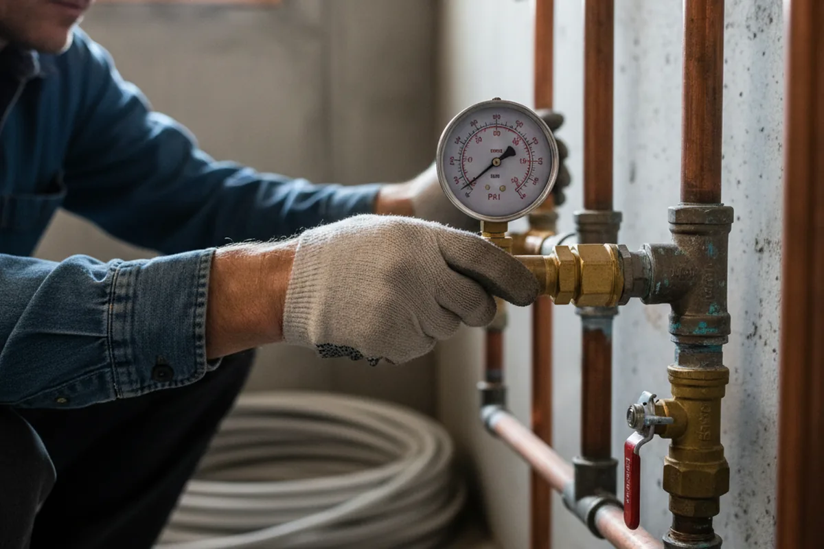 Pressure testing a repaired line during Water Line Repair in Denair